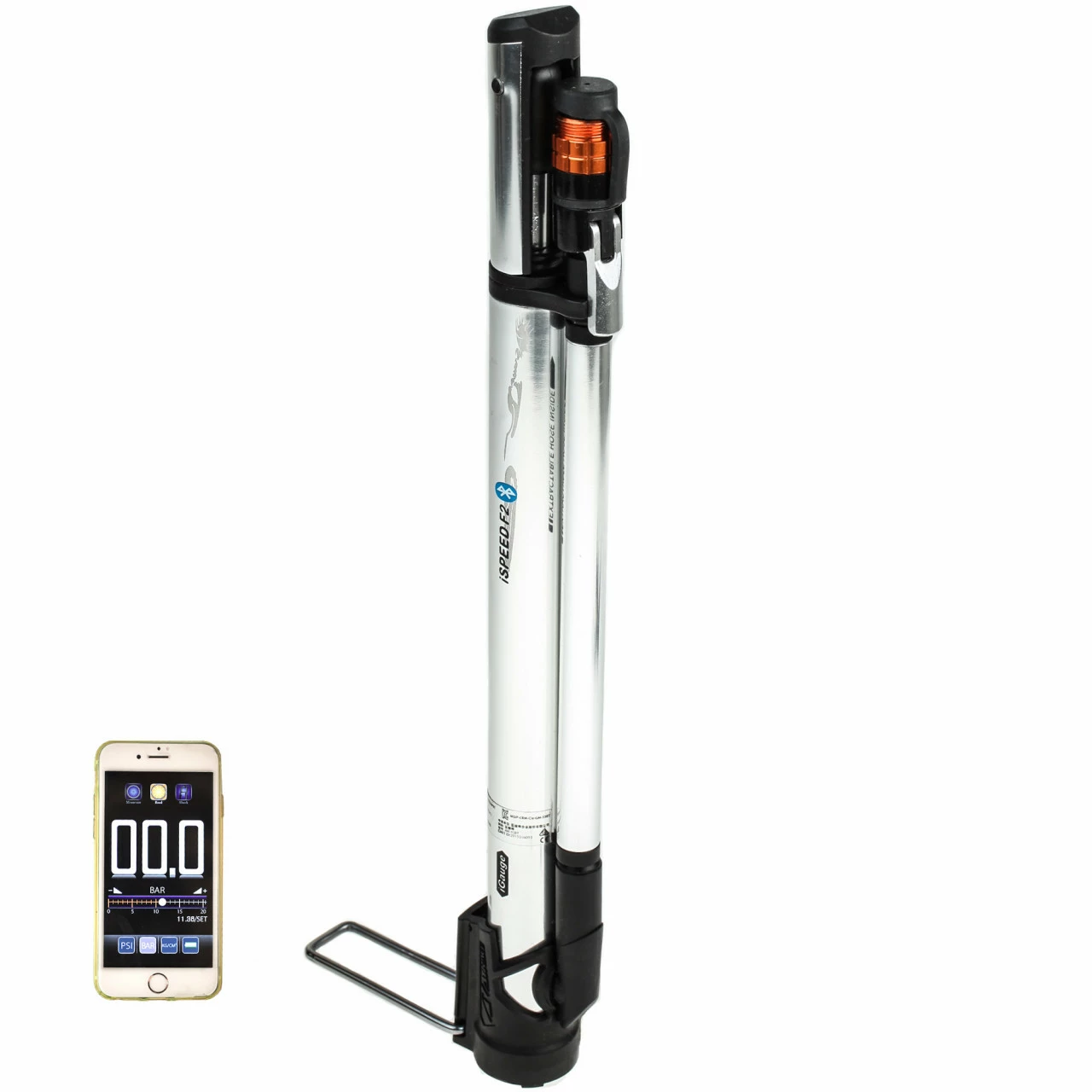 Airace ISpeed F2 G Bluetooth Mini-Standpumpe (164 G) Mit Digitaler App-Anzeige Bis 9,5 Bar (140 PSI)