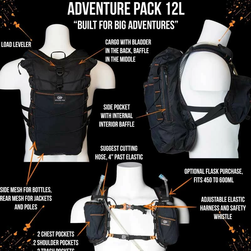 Orange Mud Adventure Pack Schwarz 12 Liter Trailrunning- Und Bike-Rucksack Inkl. Trinksystem / Trink – Bild 2