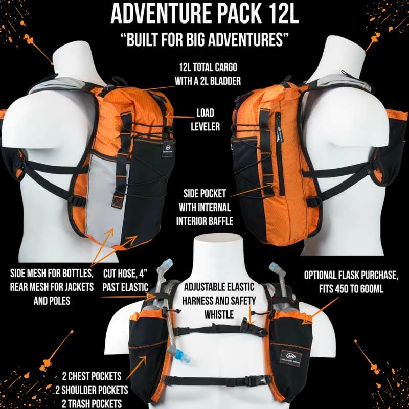 Orange Mud Adventure Pack Orange 12 Liter Trailrunning- Und Bike-Rucksack Inkl. Trinksystem / Trinkb – Bild 4