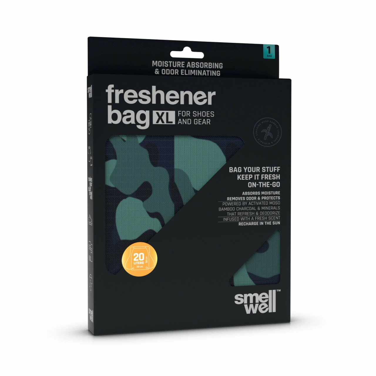 SmellWell Freshener Bag XL Anti-Geruch- Und Anti-Feuchtigkeits-Turnbeutel - 20 Liter, Camo – Bild 2